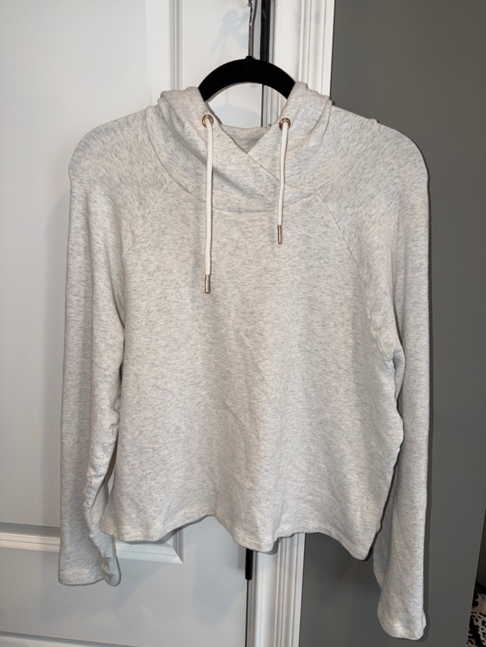 Monrow Light Gray Cowl Neck Pullover Sweater